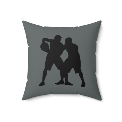 Spun Polyester Square Pillow: Basketball Dark Grey