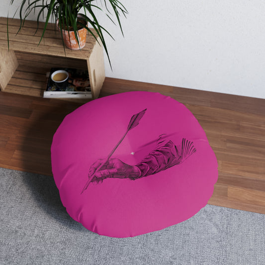 Tufted Floor Pillow, Round: Writing Pink