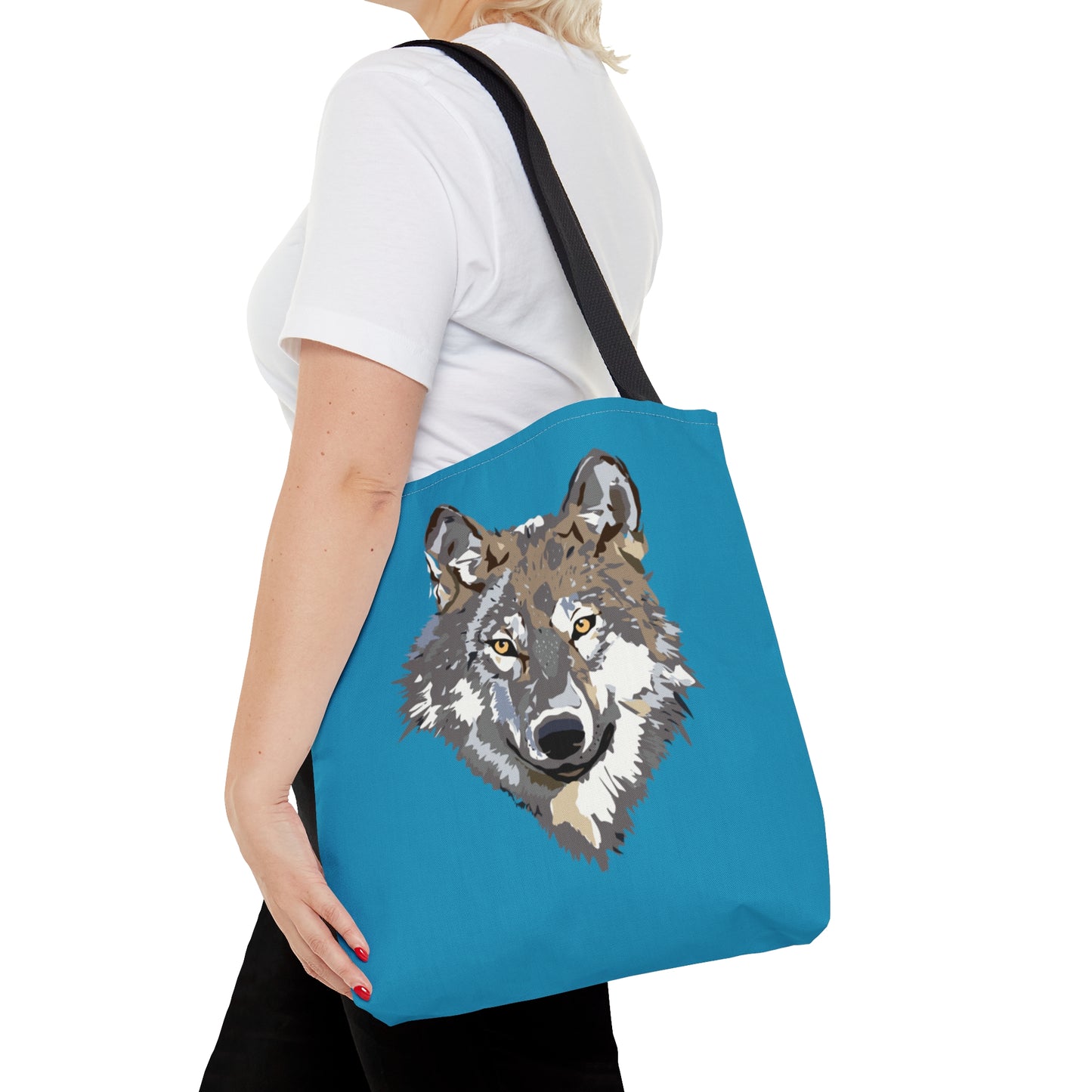 Tote Bag: Wolves Turquoise