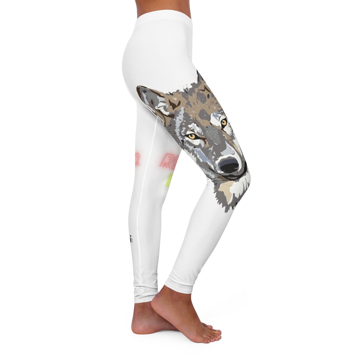 Women's Spandex Leggings: Wolves White