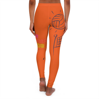 Women's Spandex Leggings: Volleyball Orange