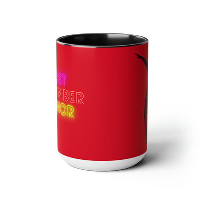 Two-Tone Coffee Mugs, 15oz: Dance Dark Red