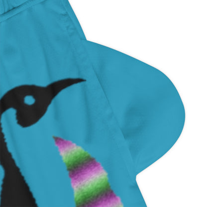 Basketball Rib Shorts: Crazy Penguin World Logo Turquoise