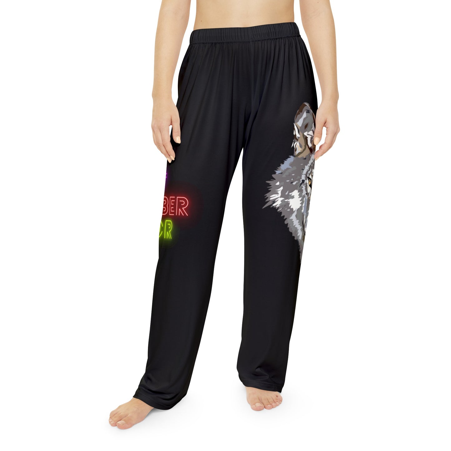 Pambabaeng Pajama Pantalon: Wolves Black 