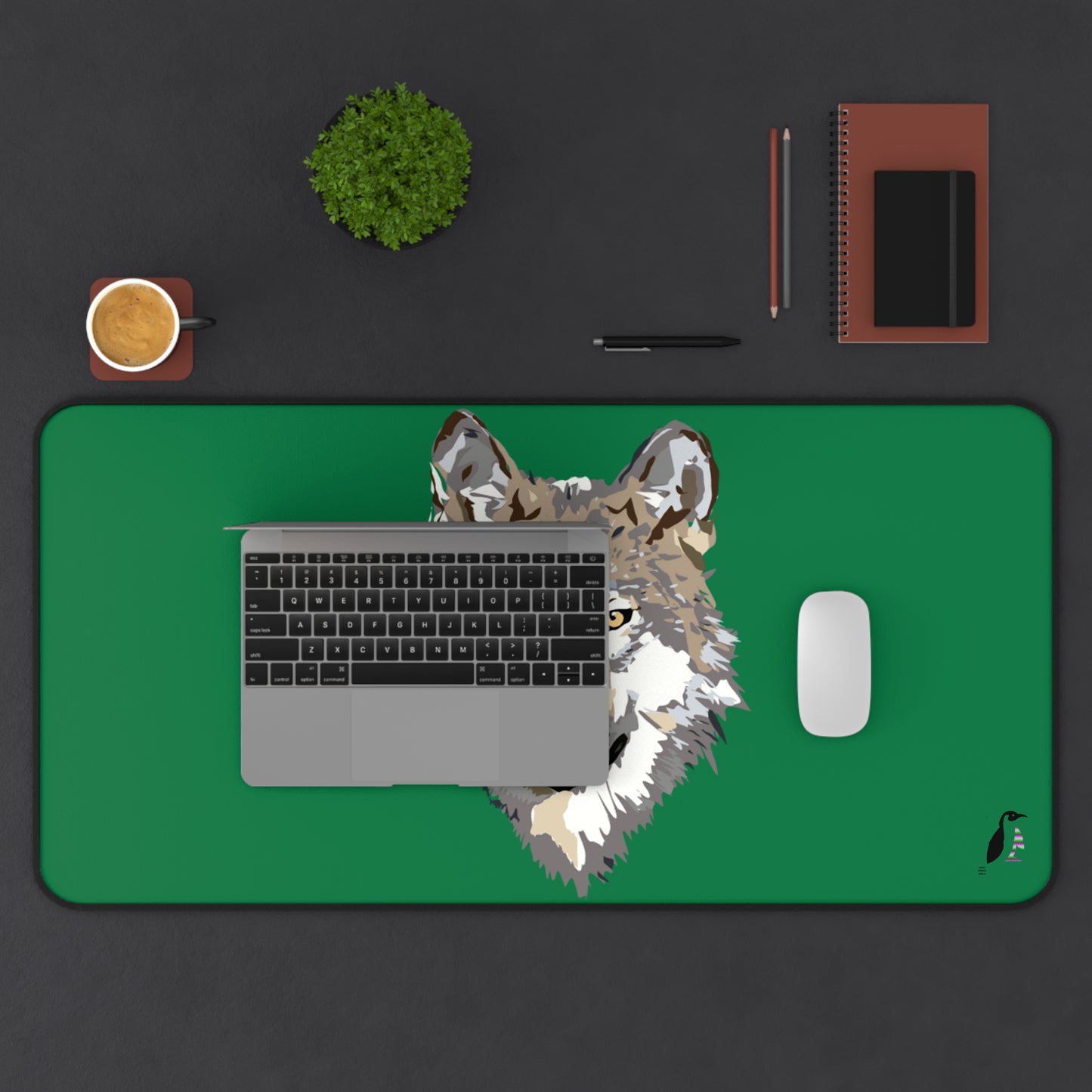 Desk Mat: Wolves Dark Green