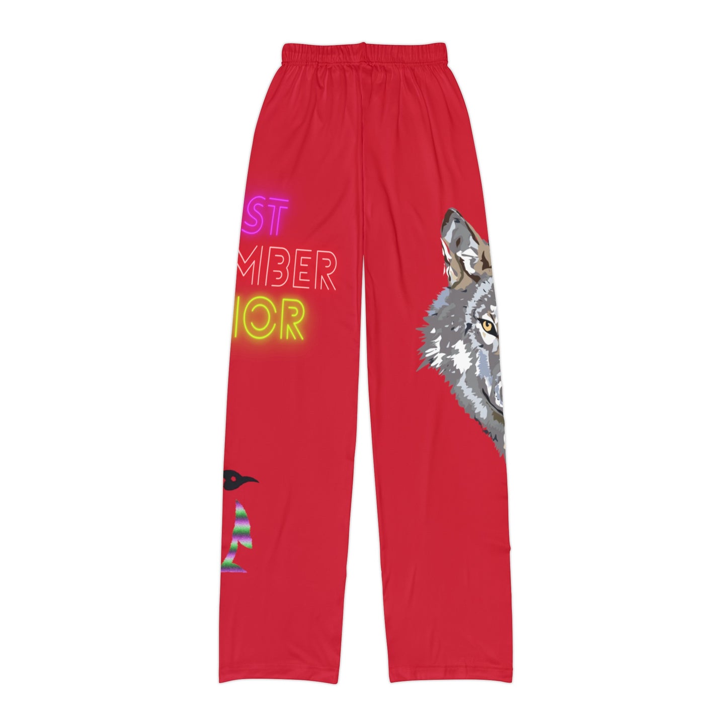 Kids Pajama Pants: Wolves Dark Red