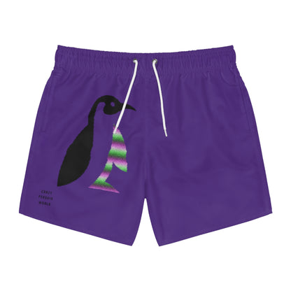 Swim Trunks: Crazy Penguin World Logo Purple