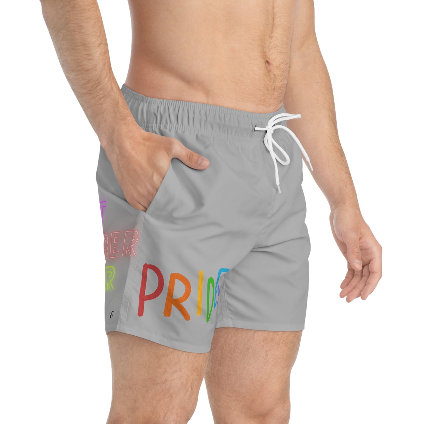 Swim Trunks: LGBTQ Pride Lite Gray