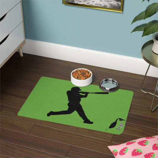 Pet Food Mat: Baseball Green