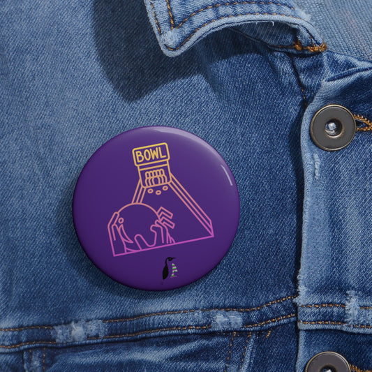 Custom Pin Buttons Bowling Purple