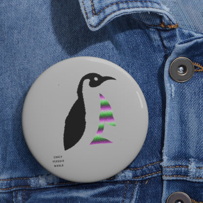 Custom Pin Buttons Crazy Penguin World Logo Lite Grey