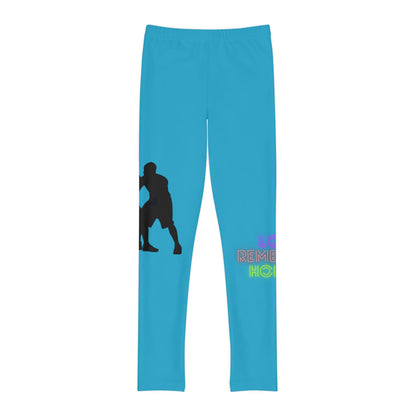 Youth Full-Length Leggings: Basketball Turquoise