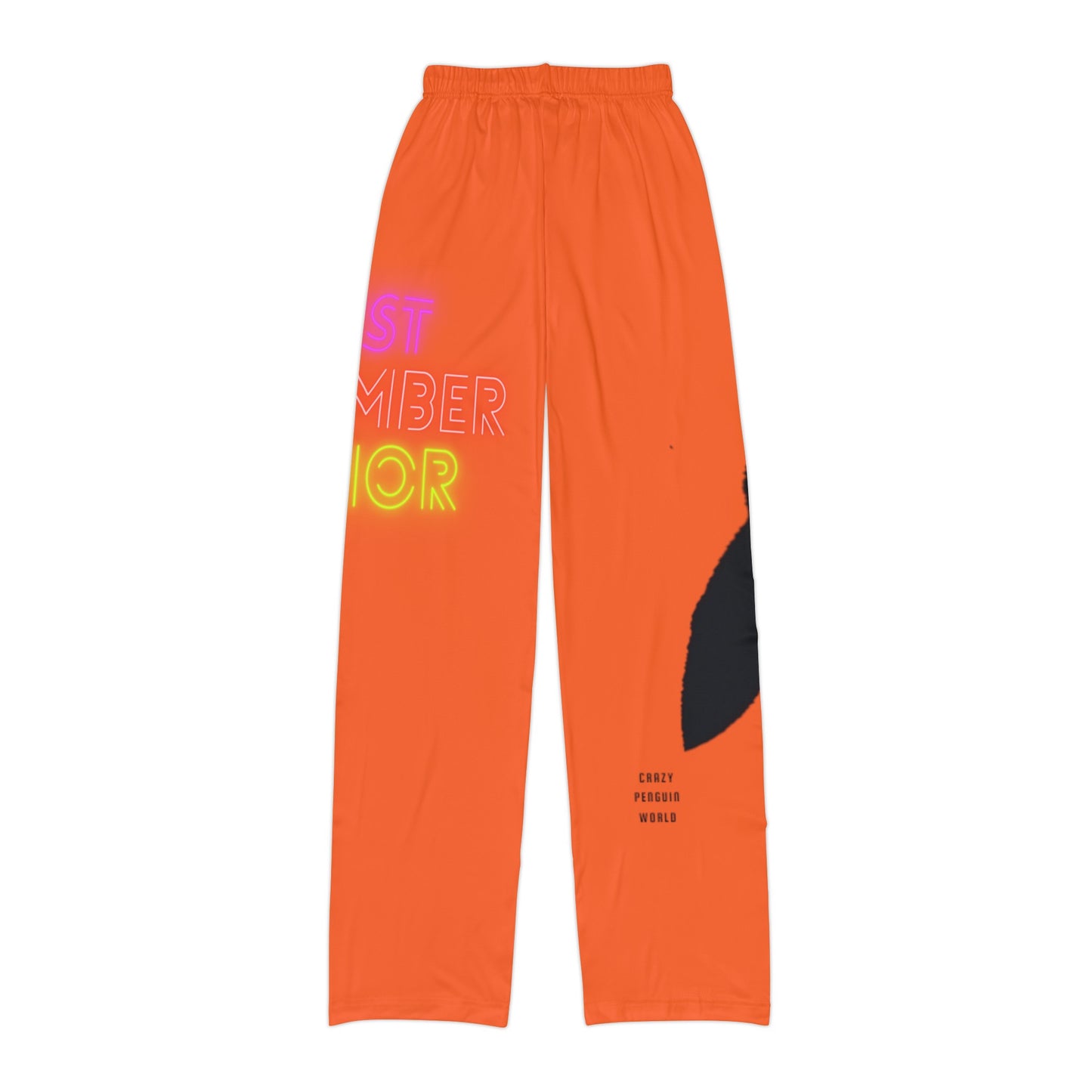 Kids Pajama Pants: Crazy Penguin World Logo Orange