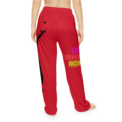 Pambabaeng Pajama Pants: Tennis Dark Red 