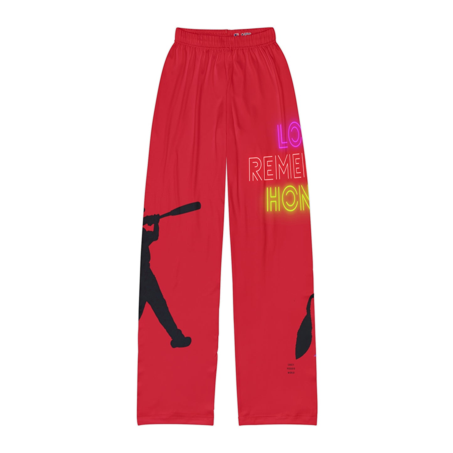 Kids Pajama Pants: Baseball Dark Red