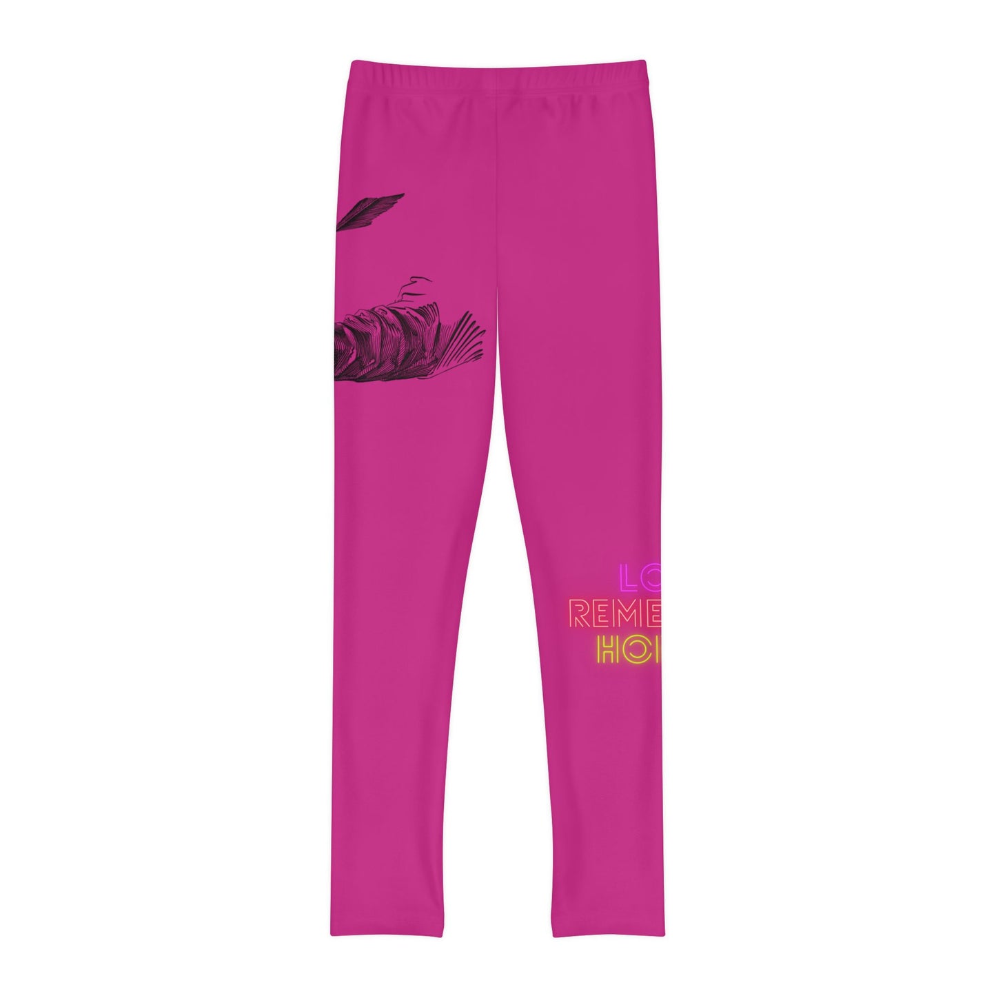 Youth Full-Length Leggings: Writing Pink