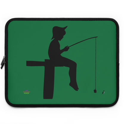 Laptop Sleeve: Fishing Dark Green