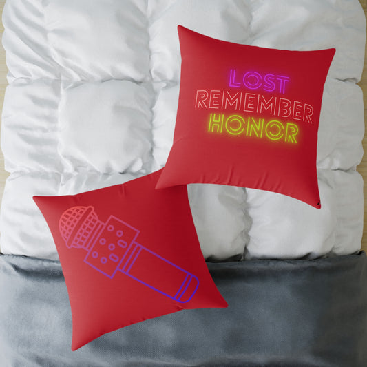 Spun Polyester Pillow: Music Dark Red