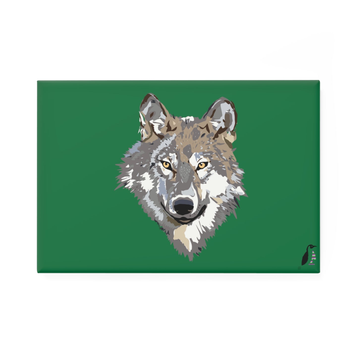 Button Magnet, Rectangle (1 & 10 pcs): Wolves Dark Green