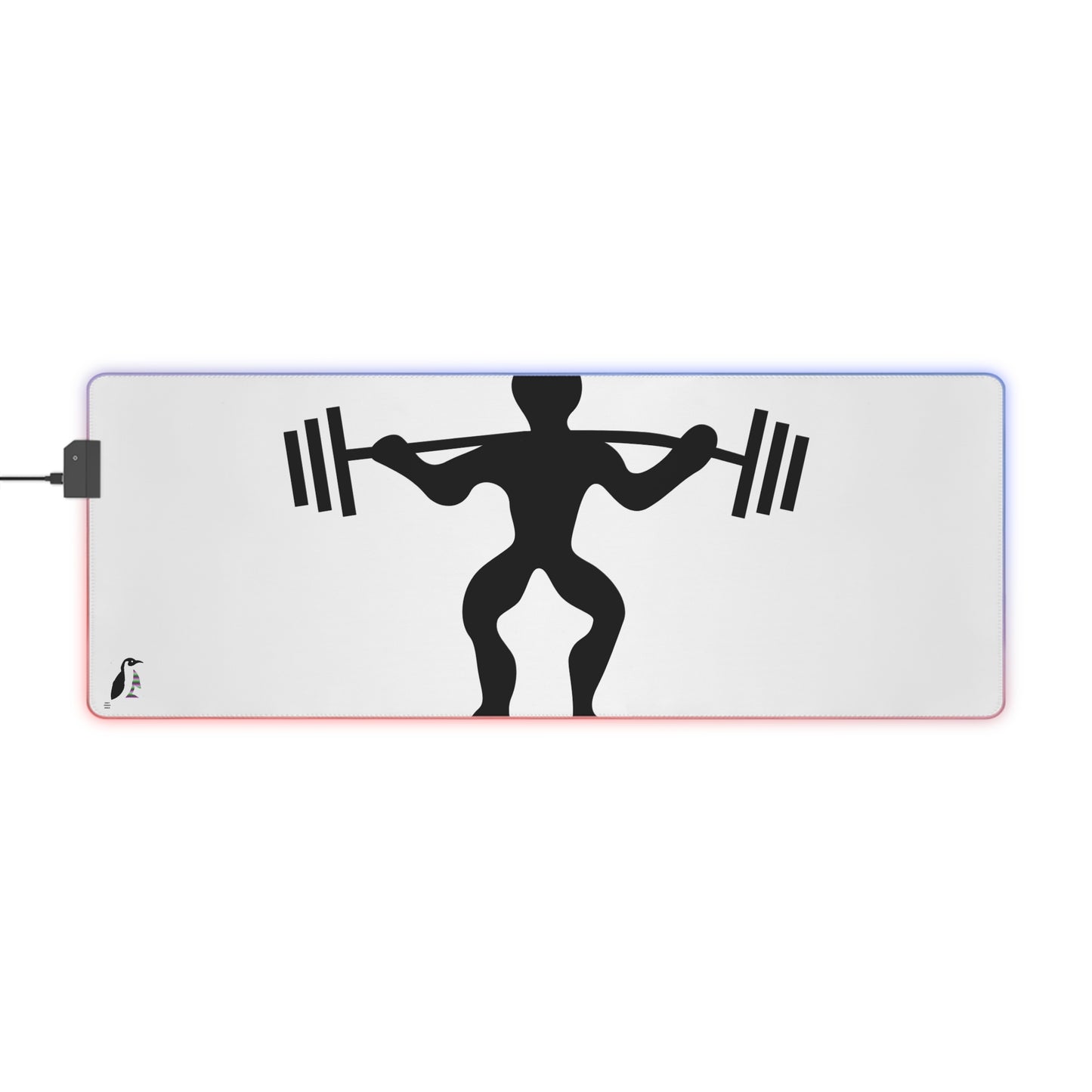 LED Gaming Mouse Pad: Weightlifting White