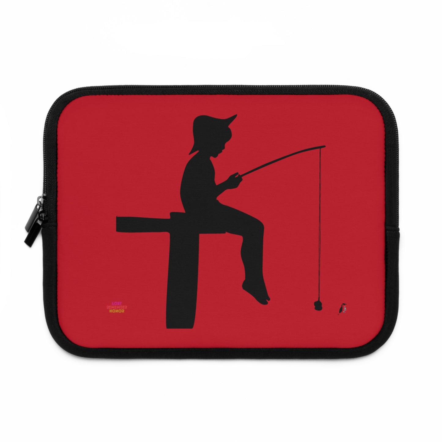 Laptop Sleeve: Fishing Dark Red