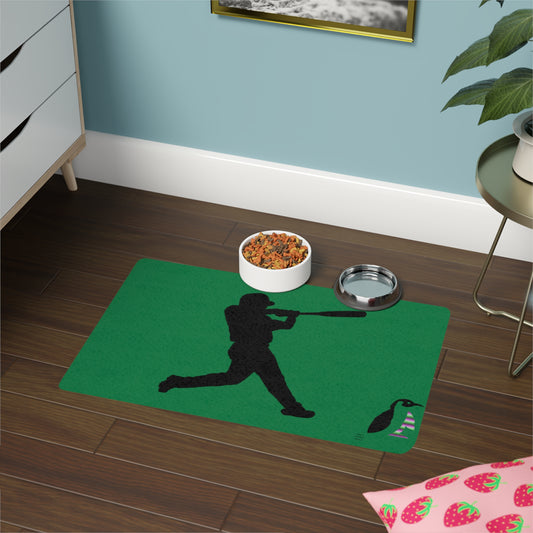Pet Food Mat: Baseball Dark Green
