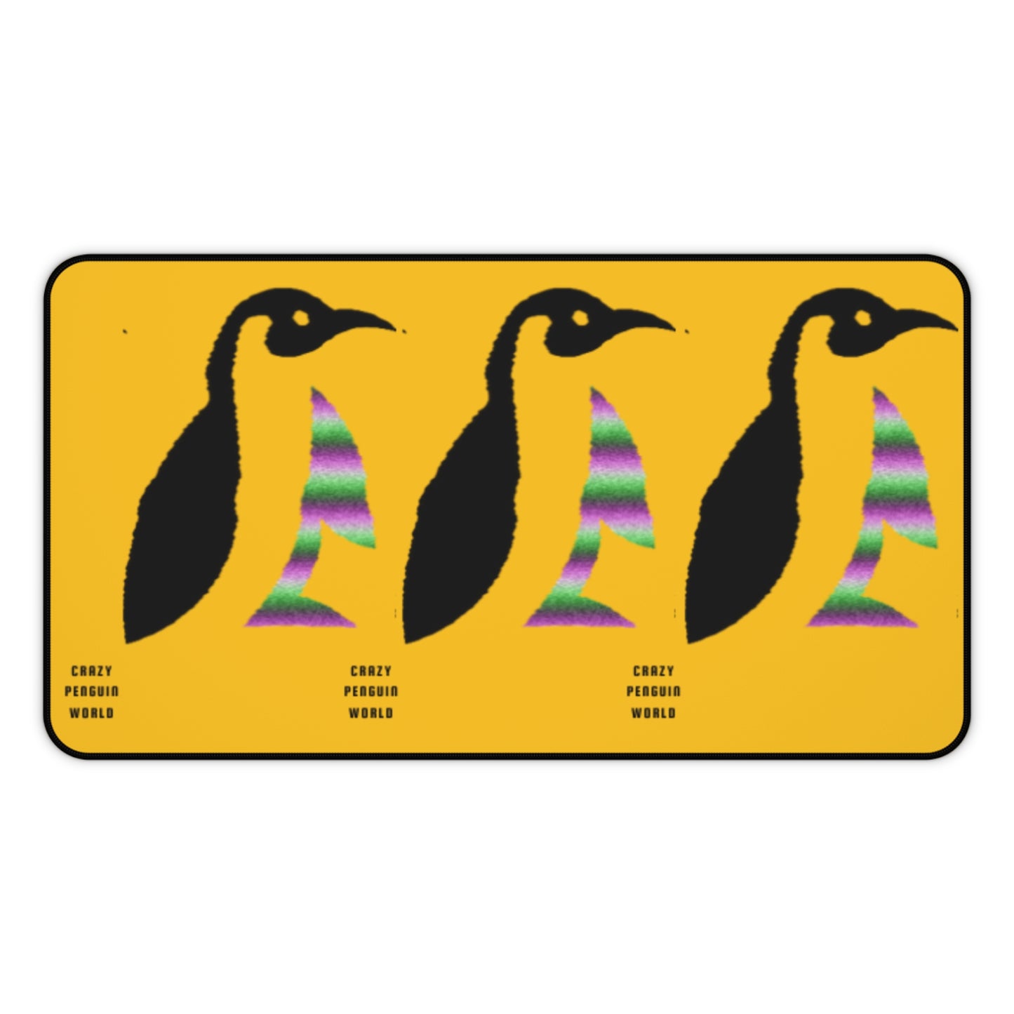 Desk Mat: Crazy Penguin World Logo Yellow