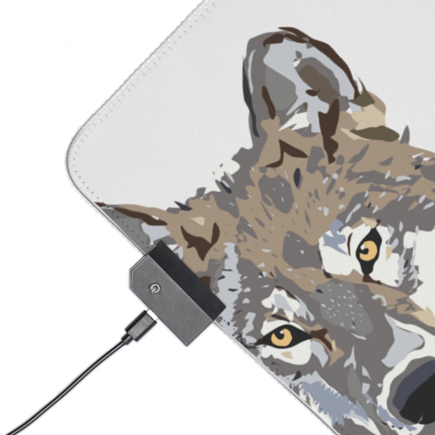 LED Gaming Mouse Pad: Wolves White