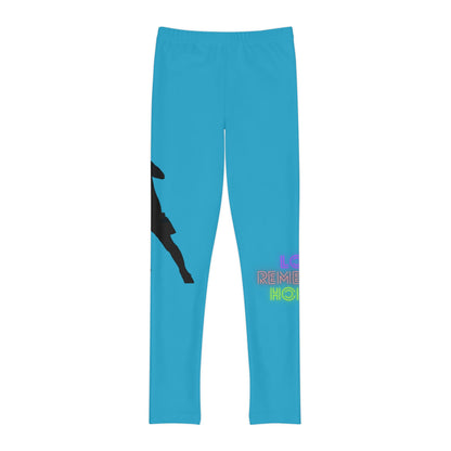 Youth Full-Length Leggings: Soccer Turquoise