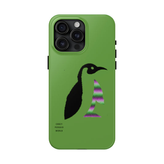 Tough Phone Cases (for iPhones): Crazy Penguin World Logo Green