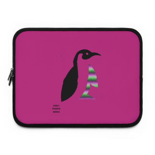 Laptop Sleeve: Crazy Penguin World Logo Pink