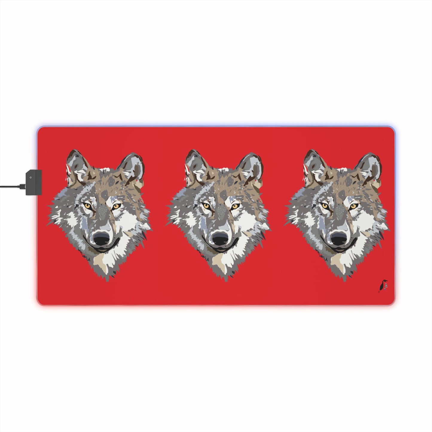 LED Gaming Mouse Pad: Wolves Red