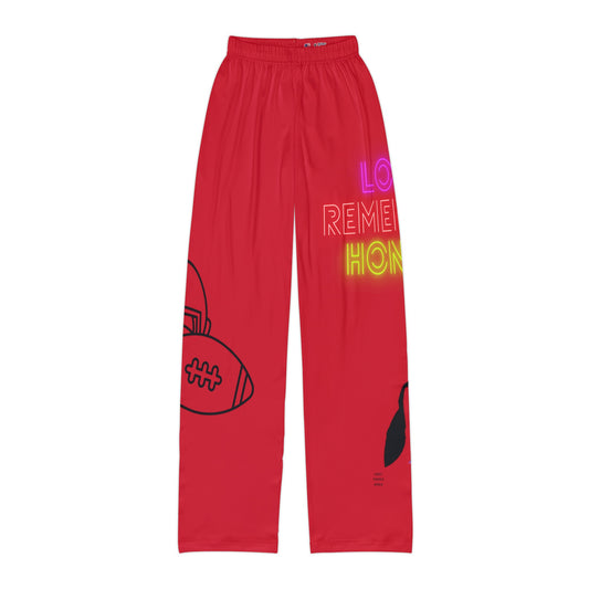 Kids Pajama Pants: Football Dark Red