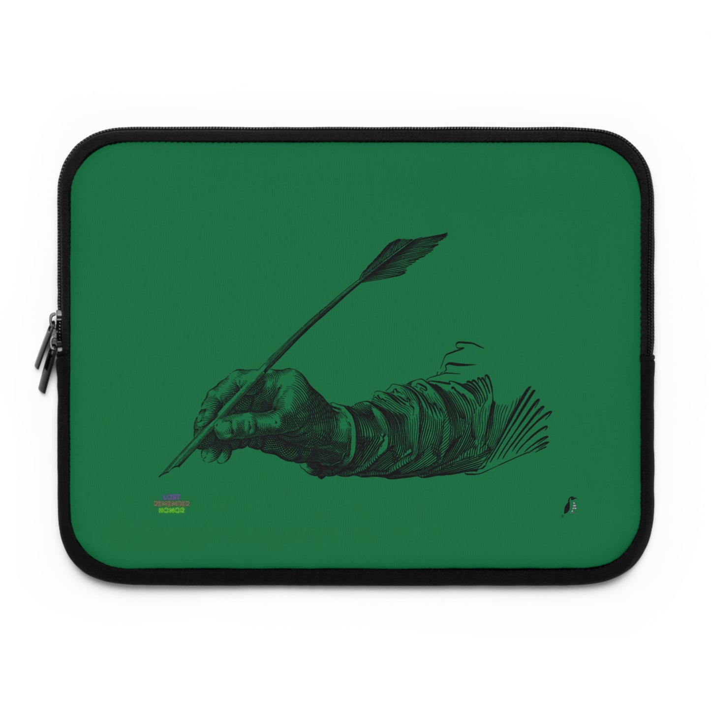 Laptop Sleeve: Writing Dark Green