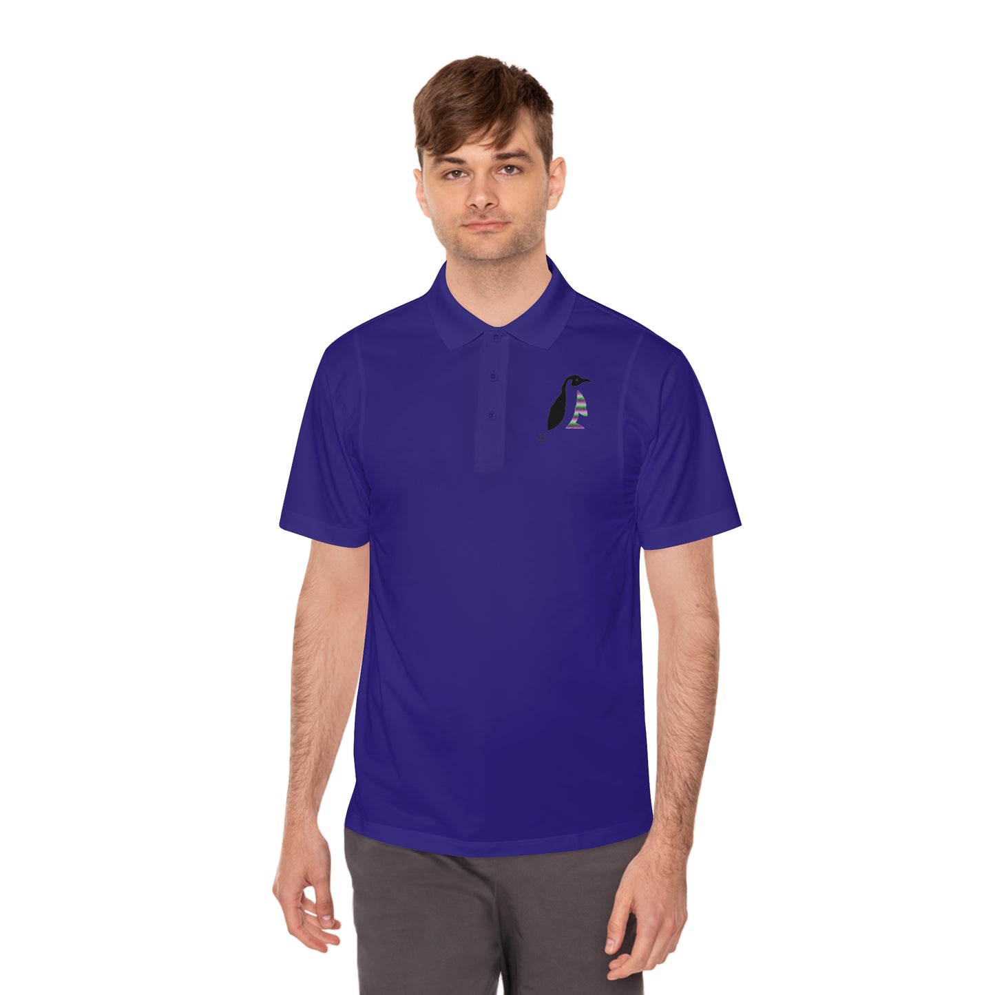 Men's Sport Polo Shirt: Crazy Penguin World Logo #2