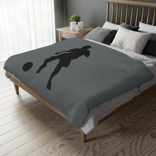Velveteen Minky Blanket (Two-sided print): Soccer Dark Grey
