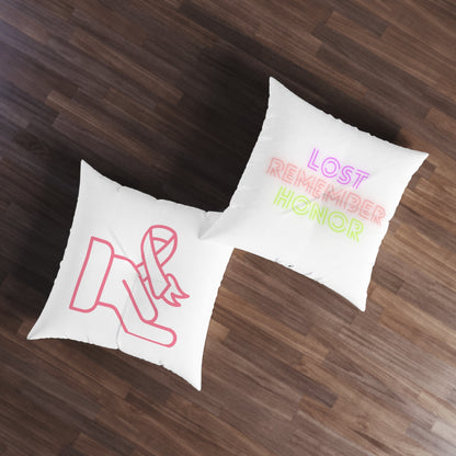 Tufted Floor Pillow, Square: Fight Cancer White