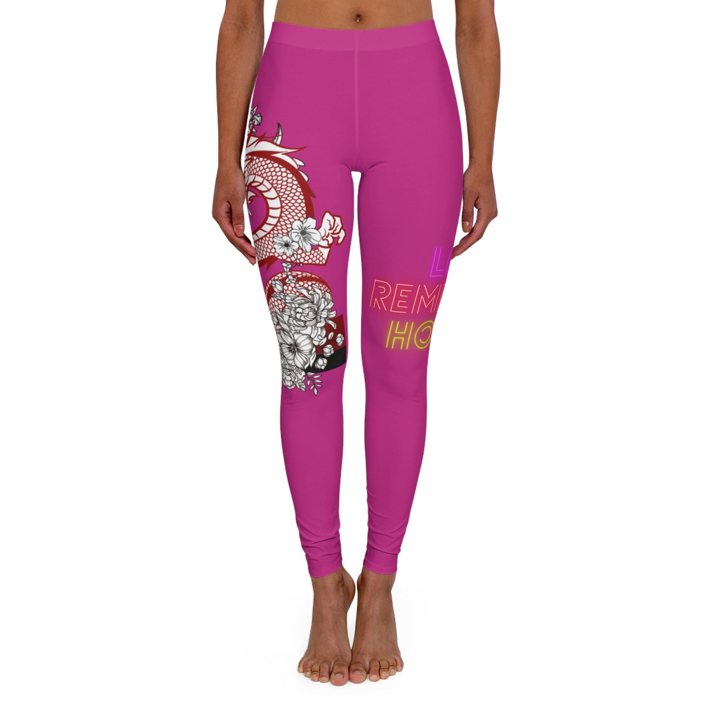 Women's Spandex Leggings: Dragons Pink