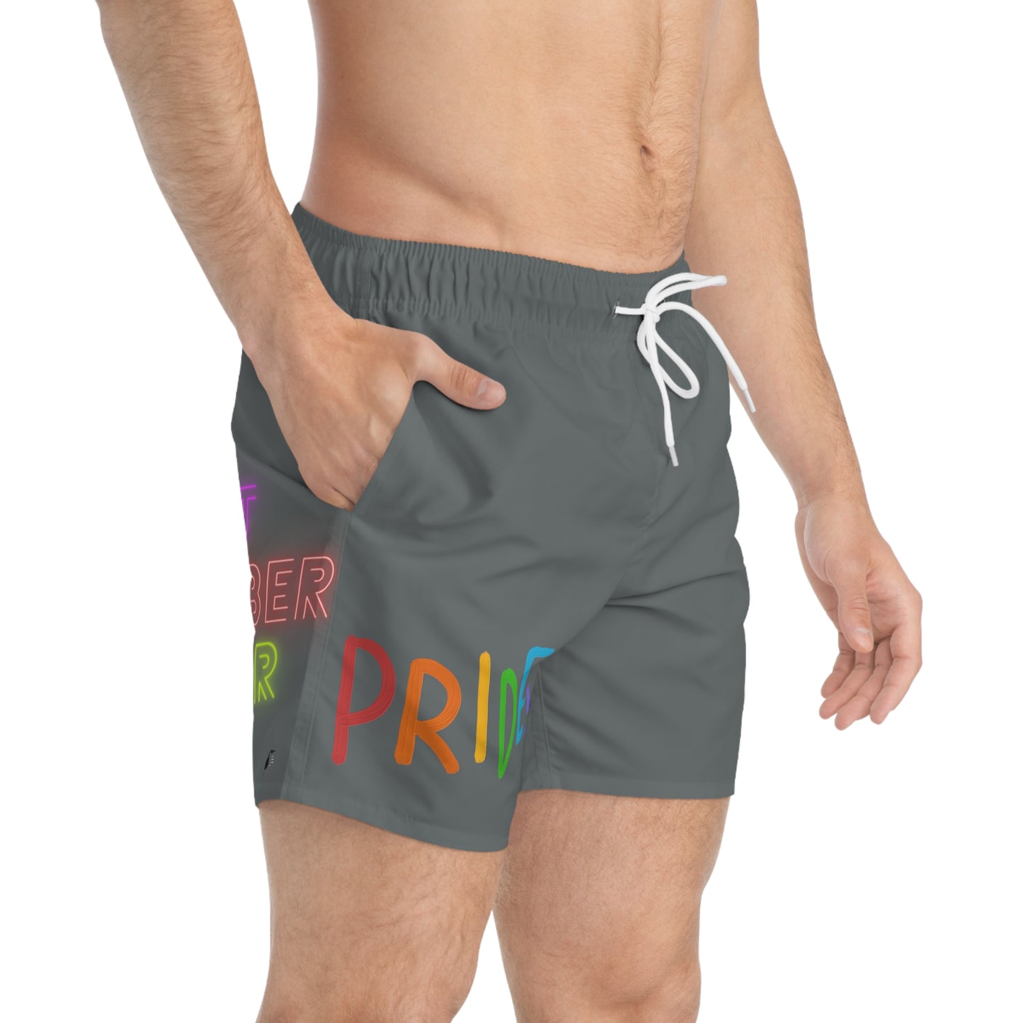 Swim Trunks: LGBTQ Pride Dark Gray