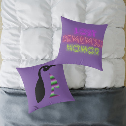 Spun Polyester Pillow: Crazy Penguin World Logo Lite Purple