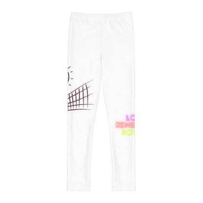 Youth Full-Length Leggings: Volleyball White