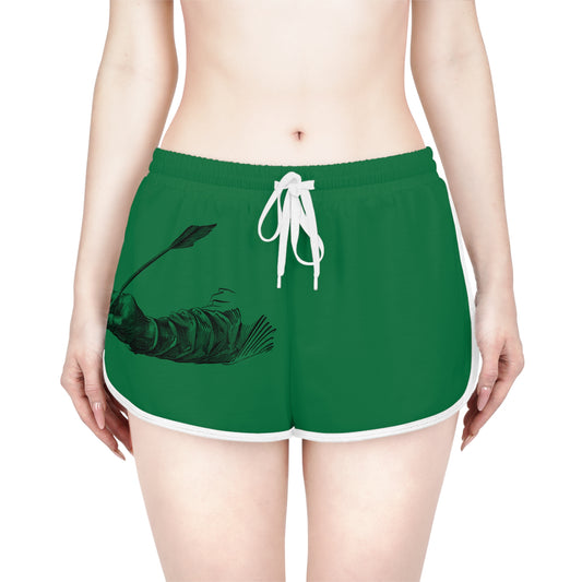 Women's Relaxed Shorts: Writing Dark Green