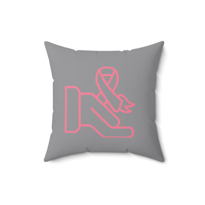 Spun Polyester Square Pillow: Fight Cancer Grey