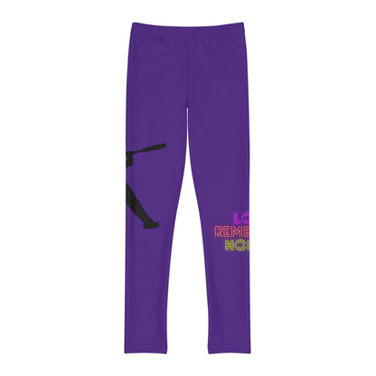 Youth Full-Length Leggings: Baseball Purple