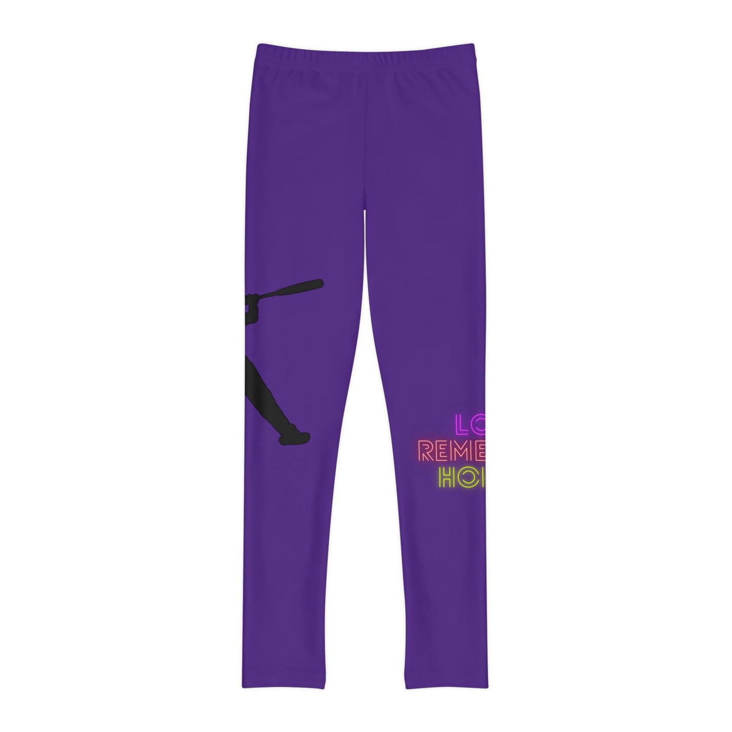 Youth Full-Length Leggings: Baseball Purple