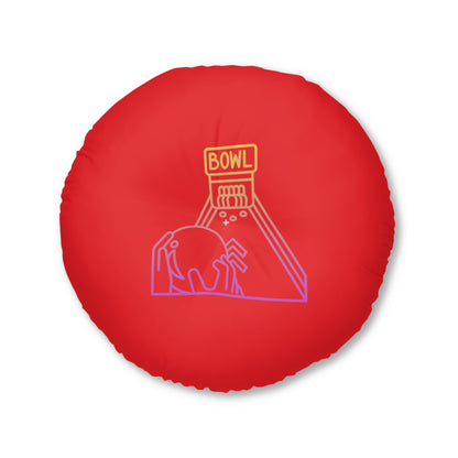 Tufted Floor Pillow, Round: Bowling Red