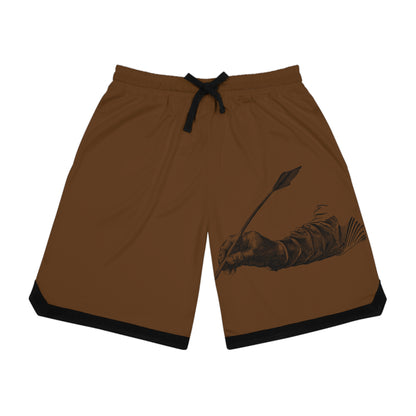 Basketball Rib Shorts: Writing Brown