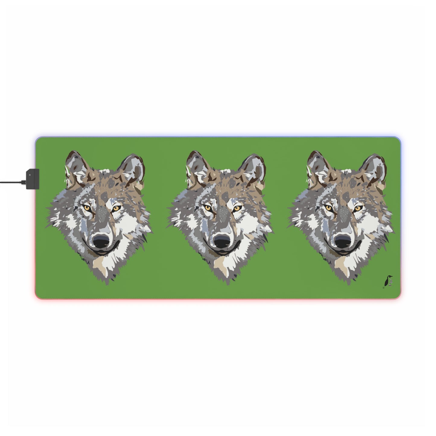 LED Gaming Mouse Pad: Wolves Green