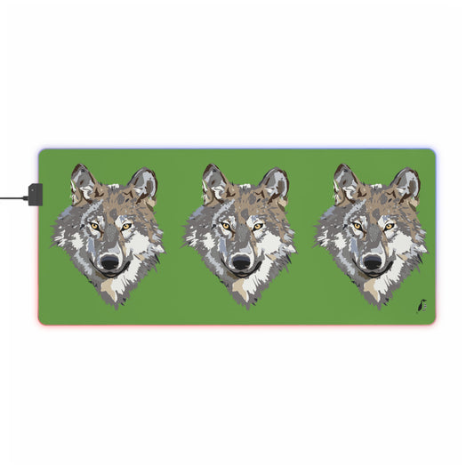 LED Gaming Mouse Pad: Wolves Green