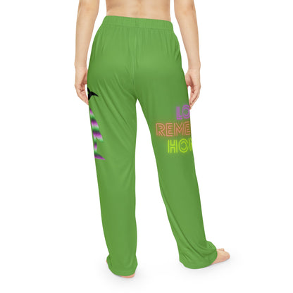 Women's Pajama Pants: Crazy Penguin World Logo Green